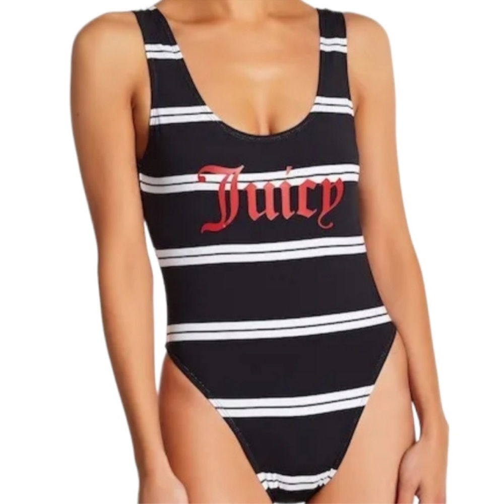 New Juicy Couture Women's Striped One Piece Swimsuit